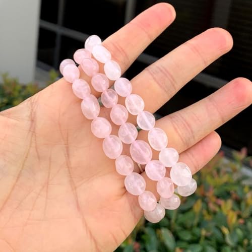 Adabele 1pc Natural Stretch Gemstone Bracelet 7mm-10mm Free Form Bead 7 Inch 7.5 Inch Healing Crystal Engergy Quartz Chakra Jewelry Women Birthday Gift - color: Grade A Rose Quartz, size: 7 Inch (bead size 7-10mm)