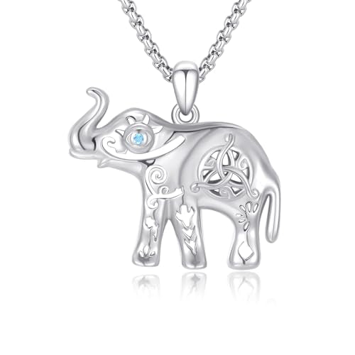Evil Eye Necklace for Women 925 Sterling Silver, Protection Necklace with Blue Evil Eye Charm, Evil Eye/Lotus Pendant Jewelry, Birthday Christmas Gifts for Her - style: Elephant with Evil Eye Necklacse