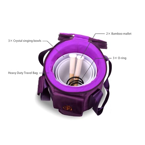 FMTY 7inch 8inch 9inch Crystal singing bowls set sound bowl for healing Mindfulness, Meditation, Yoga, Spiritual and Body Healing Chakra Singing Bowl (7C+8D+9A, 7inch+8inch+9inch with Travel bag) - color: 7C + 8D + 9A, size: 7 inch + 8 inch + 9 inch with
