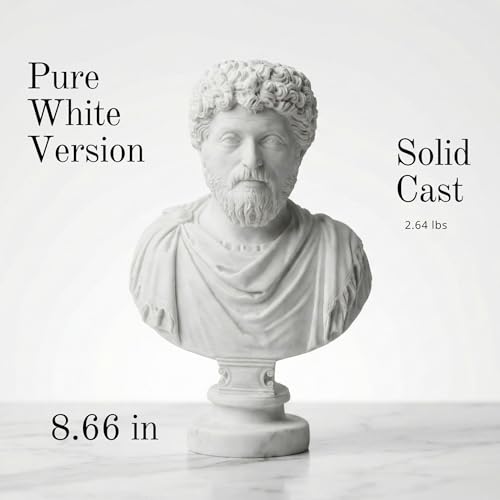 Marcus Aurelius Bust - Elegant Marble Statue for Home Decor and Philosophy Book Collections | Inspirational for Stoicism and Meditations