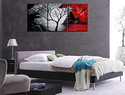 Wieco Art Extra Large The Cloud Tree Modern Gallery Wrapped Giclee Canvas Print Artwork Abstract Landscape 3 panels Pictures on Canvas Wall Art Ready to Hang for Living Room Kitchen Home Decor XL - size: 20x28inchx3pcs