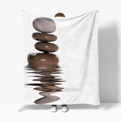 Fleece Blanket Twin 60"x80" Pebble Meditation Throw Blankets for Couch Bed Cozy Soft Warm Lightweight Sofa Blanket, Fleece Blanket Decorative Flannel Blanket