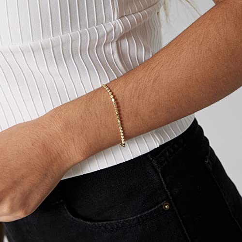 Kyerlyn 14K Gold Plated Handmade Dainty Dot Bracelet Cute Thin Everyday Bracelets for Women Men Size 6.5"+2" Extender - color: Bead:Gold