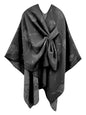 Women's Elegant Shawl Wraps, Soft Open Front Poncho Cape, Reversible Casual Cardigan Shawls for Gift Travel - color: Black
