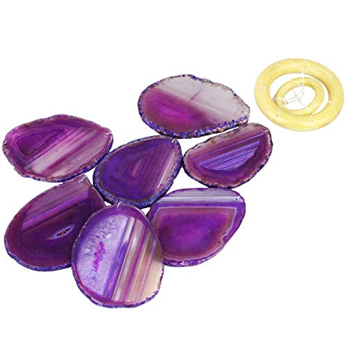 Rockcloud Agate Sliced Geode Wind Chime Home Garden Decoration Figurine - color: Purple