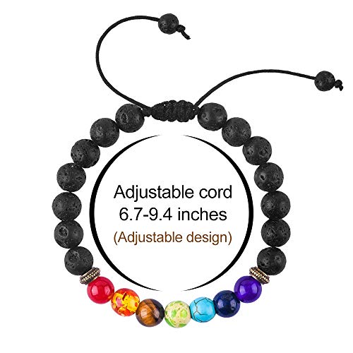 M MOOHAM Fathers Day Gift Mens Bracelet - Beaded Natural Stone 8mm Tiger Eye Matte Agate Lava Rock Bracelets for Men Teen Boys Grandpa Dad Birthday Gifts Jewelry - style: Chakra&Lava Rock Bracelet