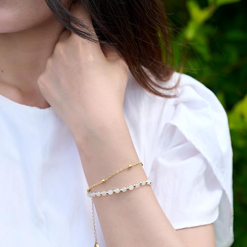 Farfume Crystal Bracelet Beaded Bracelets 4mm Natural Stone Beads Gemstone Handmade Jewelry Gift for Women - color: Moonstone-Intuition & Balance