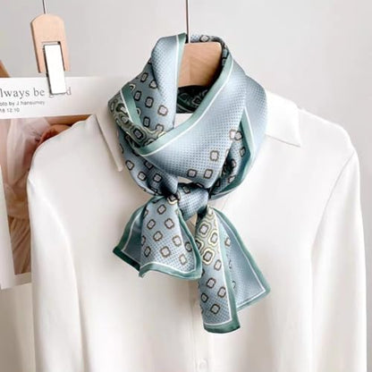 100% Silk Scarf for Women 59”*6.3” Long Shawls for Headscarf and Neck- Oblong Hair Wraps with Gift Packed - color: Blue