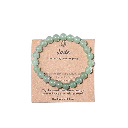Pingyongchang Stress Relief Anxiety Yoga Bracelet,Mantra Bracelets for Women Natural Crystal Stone Healing Gifts Birthday Gifts for Jade Bracelet for Men - color: Jade