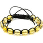 ElisaJewelryArt - Natural Black Onyx Beaded Bracelet Genuine Gemstone Strenght Crystal Macrame Bracelet Unisex Bracelet - color: Citrine, size: MEN