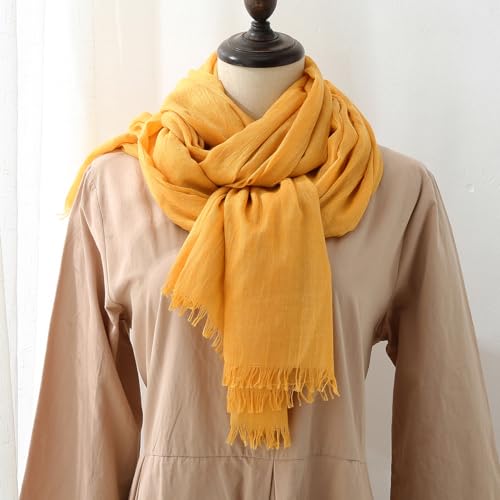 Harewom Lightweight Gauze Linen Feeling Shawl Wraps for Women Beach Summer Scarf for Evening Wedding Dresses - color: Shawl Wraps - Yellow