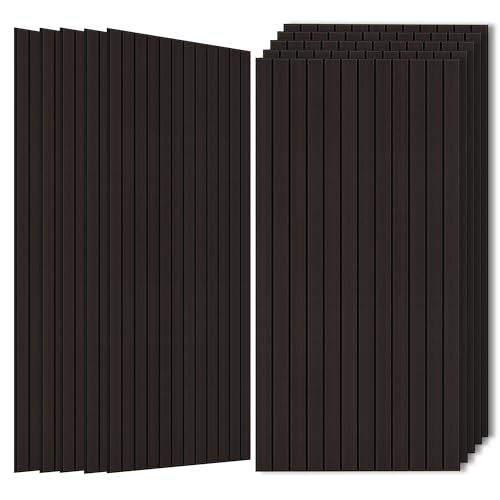 Wood Veneer Sound Panels, 10 Pack 47.2”x23.6” Wall Panels, Decorative Acoustic Panels for Walls, for Office,Home Theater,Studio,Living Room,Ebony - color: Ebony, size: 10 PACK