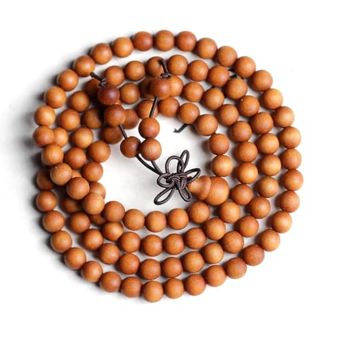 Zen Dear Unisex Teak Wood Prayer Beads Buddha Buddhist Beads Japa Mala Necklace Bracelet Bead - style: 6mm x 108 beads