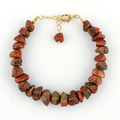 Genuine Raw Gemstone Bracelet, Handmade Bohemian Jewelry, Rough Stone Gold Plated Bracelet, Chakra & Healing Crystals, Christmas Gift for Her (Size.7+1inch)