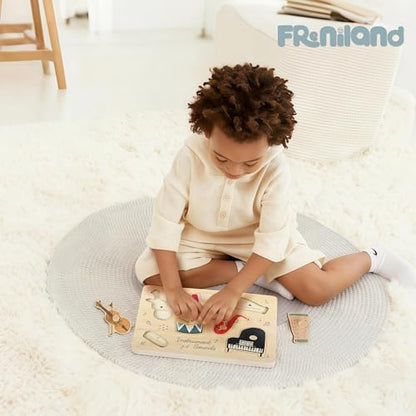 Freniland Musical Instruments Sound Puzzle for Toddlers, Wooden Music Sound Puzzle, Montessori Educational Toy for 18M+