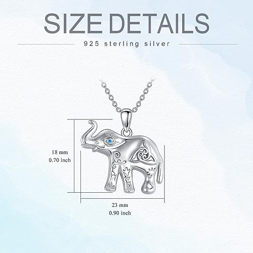 Evil Eye Necklace for Women 925 Sterling Silver, Protection Necklace with Blue Evil Eye Charm, Evil Eye/Lotus Pendant Jewelry, Birthday Christmas Gifts for Her - style: Celtic Elephant with Evil Eye Necklacse