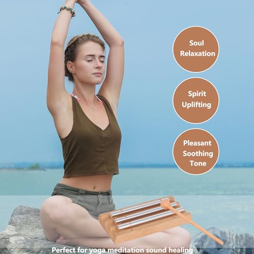 LIEKE 3 Tone Hand Chime Meditation Instrument Mindfulness Bell for Yoga Meditation Sound Healing - color: 3 Tone Chime