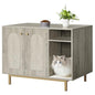 Hzuaneri Cat Litter Box Enclosure Enclosed, Hidden Litter Box Cabinet Furniture with Storage, Wooden Indoor Cat House Large, Modern End Table for Living Room Entryway, Greige and Gold CB01505G - color: Greige and Gold