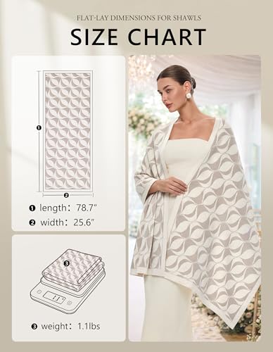 PULI Women's Pashmina Shawl Wraps for Evening Dress Large Scarf Blanket Long Wedding Bridal Winter Warm Shoulder Wrap - color: Lips-warm Oatmeal