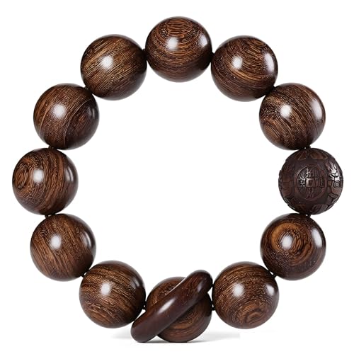 Zen Dear Unisex Natural Silkwood Tibetan Buddhism Meditation Prayer Bead Necklace Japa Mala Beads Bracelets - style: 20mm x 12 Beads Carving+Ring