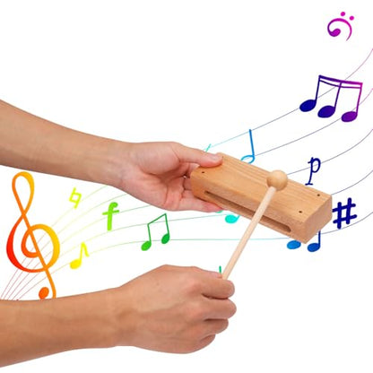 2 Set Solid Wood Rhythm Block with Mallet - Durable Musical Percussion Instrument, Fit for Musical Wood Block for Adults - Versatile Hand Percussion with Natural Acoustic Resonance