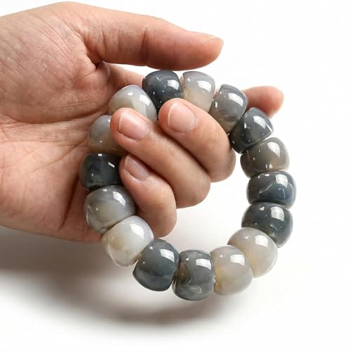 Roe Dolph Bodhi Bead Fidget Anxiety Bracelet for Women Men Chunky Stretch Beaded Mindful Jewelry Daily Reminder Gift for Mom Wife Friend - color: A9:grey