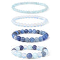 4pcs Beaded Bracelets for Women,Natural Healing Crystal Gemstones Bracelet,Anxiety Stress Relief Bracelet Handmade purple Jewelry Gifts for Women - color: Amazonite&Opal&Blue aventurine