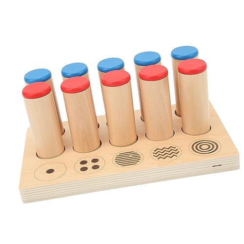 GLOGLOW Nan Kids Wooden Sound Cylinders Toy, Basswood Material, 5 Patterns for Sensory Development, Ideal for Children Ages 2 to 5 Infant Touch Sensory Training Toy