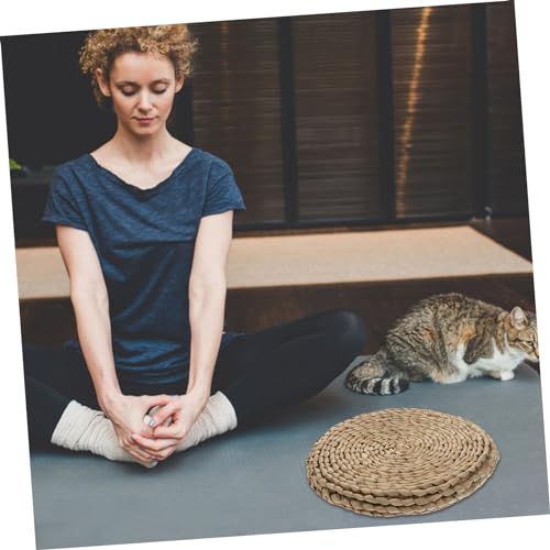 STOBAZA Hand Woven Round Meditation Cushion Thick Sitting Pad for Yoga and Relaxation Smooth Floor Pillow for Home Office and Rest Areas
