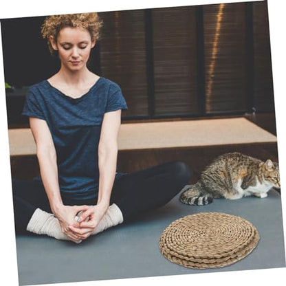STOBAZA Hand Woven Round Meditation Cushion Thick Sitting Pad for Yoga and Relaxation Smooth Floor Pillow for Home Office and Rest Areas