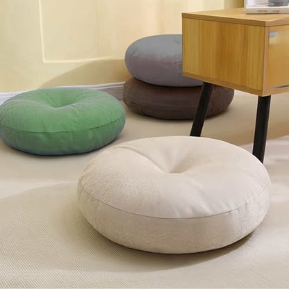 Large Round Meditation Floor Pillow, Thickened Comfortable, Washable Cotton Linen Cover, for Sitting Meditation, Yoga Living Room Tatami Floor Pillows & Cushions (Gray,Small)