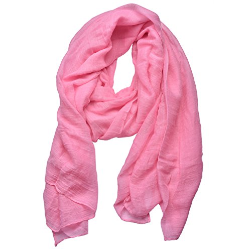 Women's Cotton Scarves Lady Light Soft Fashion Solid Scarf Wrap Shawl - color: Pink