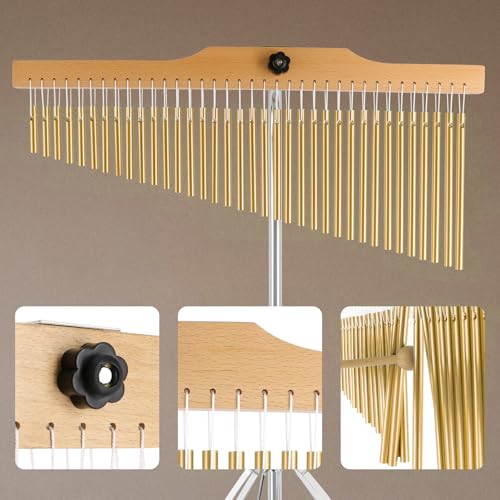 EASTROCK 36 Note Chimes Musical Instruments Percussion Instrument Single-row Chime Bar Chimes Percussion Height-Adjustable Stand Gold - color: 36note Gold