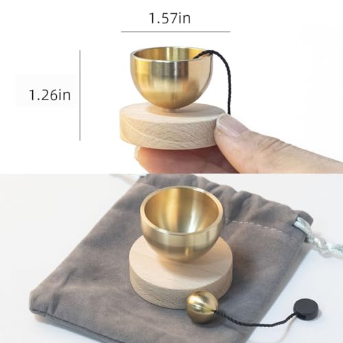 Portable Mini Singing Bowl Set | Beautiful sound and look | Little Tibetan Singing Bowl Set | Easy To Play | Chakra therapy, hand beaten | Creates Beautiful Sound for Healing (Brown-mini) - color: Brown-mini
