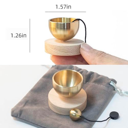 Portable Mini Singing Bowl Set | Beautiful sound and look | Little Tibetan Singing Bowl Set | Easy To Play | Chakra therapy, hand beaten | Creates Beautiful Sound for Healing (Brown-mini) - color: Brown-mini