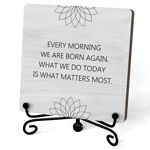 Buddha Life Quote Desk Decor, Funny Office Inspirational Gifts for Family Friends, Meditation Room Tabletop Decor, Zen Home Office Wooden Plaque Sign with Stand (J04) - style: Life Quote