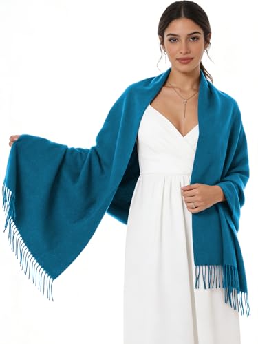 Sumolux Scarf for Women Pashmina Shawls Wraps for Evening Dresses Wedding Bridesmaid Gifts Winter Warm Soft Scarves - color: Sea Blue
