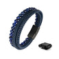 Leather Bead Bracelets for Men, Natural Tiger Eye Lava Rock Stone Bead Magnetic Clasp Adjustable Leather Bracelets Stress Relief Mens Anxiety Bracelet Mens Jewelry Gifts - style: Blue Leather-Blue Tiger Eye Bead
