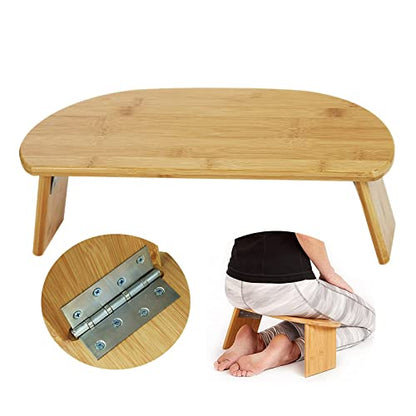 Bamboo Ergonomic Folding Meditation Bench, Black Canvas Carry Bag, Folding Portable Design for Outdoor use & Travel