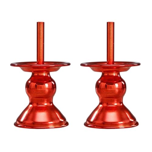 Pack of 2 Metal Prayer Displays Holders Traditional Homes Temple Sacred Altars Worship Decorations Candlesticks Ritual Holders - color: Red