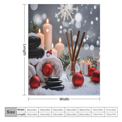 Christmas Balls Towels Throw Blanket, Soft Lightweight Cozy Warm Zens Stones Candle Flannel Blankets for Couch Bed Travel, 50"x60" - color: Christmas Balls Towels, size: 50"x60"