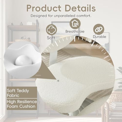 Meditation Chair with Wheels, Ergonomic Criss Cross Chair, Adjustable ADHD Floor Sitting Chair, Swivel Cross Legged Office Chair with High Back, Kneeling Posture Chair, Teddy Fabric,Ivory - color: （teddy Fabric）ivory