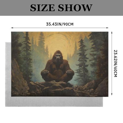 Gorilla Meditation Print Area Rugs 35.4x23.6 in, Imitation Cashmere Carpet Floor Mat for Living Room Bedroom Front Door Kitchen Entryway