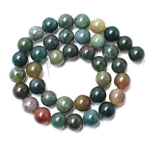 About 35pcs 10mm Natural Stone Beads Indian Agate Beads Crystal Gemstone for Jewelry Making, DIY Bracelet Necklace - color: Indian Agate, size: 10mm