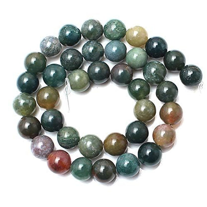 About 35pcs 10mm Natural Stone Beads Indian Agate Beads Crystal Gemstone for Jewelry Making, DIY Bracelet Necklace - color: Indian Agate, size: 10mm