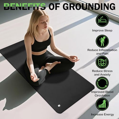 Grounding Mat, 11.8 * 23.6 Conductive Grounding Mat for Bed, Grounding Pad for Better Sleep, Reduce Anxiety, Feet and Back Pain, Inflammation, Headache Relief