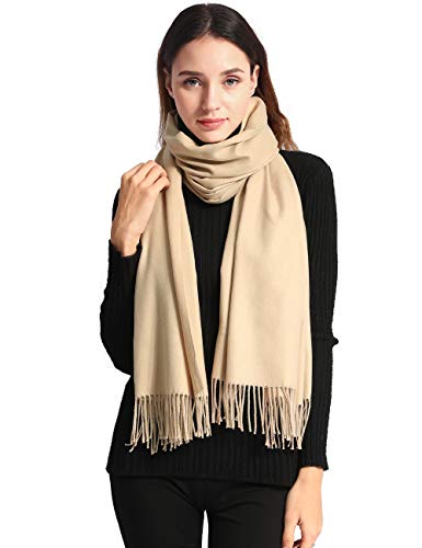 Pashmina Shawl Women Winter Scarf Warm Wedding Wraps Ladies Scarves for Evening Dresses - color: Beige