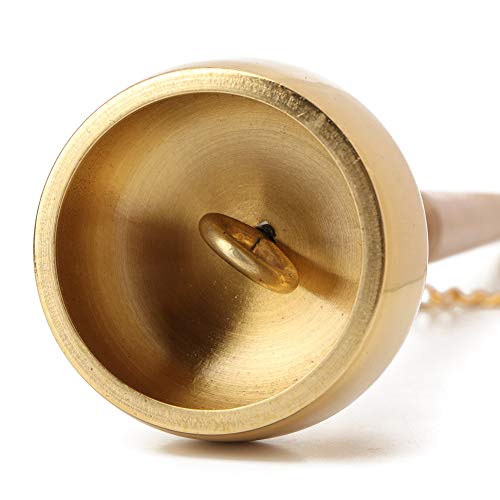Brass Hand Bell, Buddhist Supplies Wooden Handle Singing Scripture Implement With Classic Design for Collection or Gifts