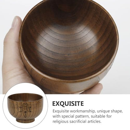ORFOFE Water Rice Wooden Bowl Altar Decorations Occultism Worship Storage Bowl Adornment Multi-functional