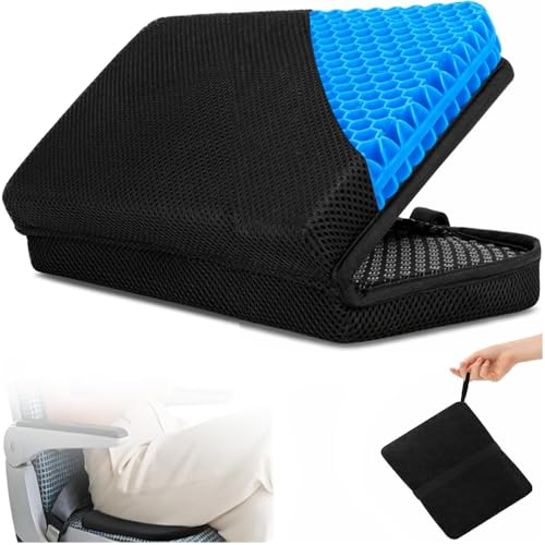 Gel Airplane Seat Cushion,Portable Travel Cushion for Long Sitting,Foldable seat Cushion for Airplane Seats, Office Chair, Camping, Bleachers, Flights, Commute